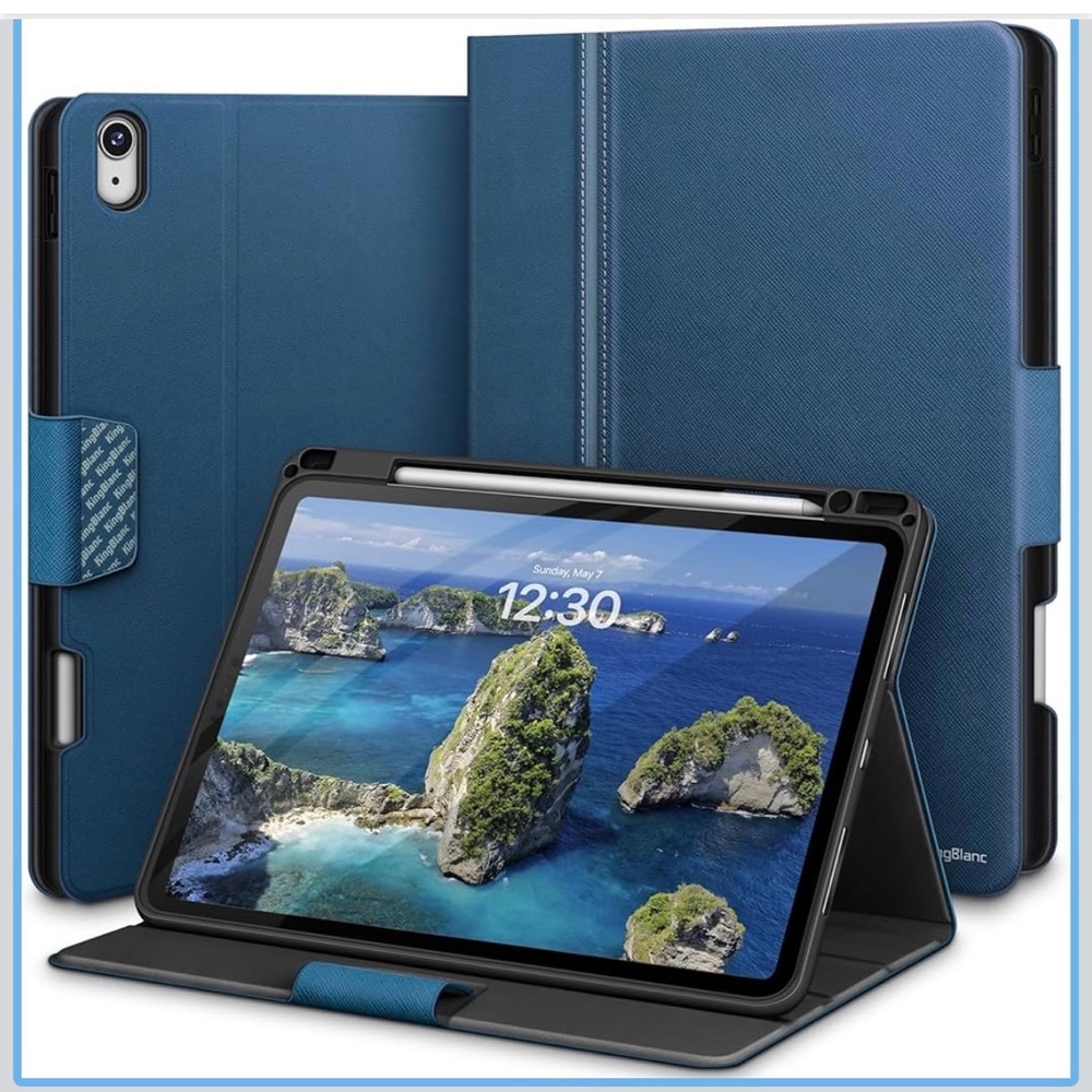 KingBlanc for iPad Air 13-inch Case (M3 2025/M2 2024) with Pencil Holder, Blue